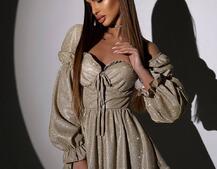 Блискуча сукня з чашечками та пишною спідницею | PUSHKA SHOP