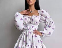 Сукня з квітковим принтом з воланами на ґудзиках  Сукня з квітковим принтом з воланами на ґудзиках  | PUSHKA SHOP