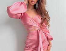 Шелковый комплект: топ с завязками на талии + юбка миди с разрезом  | PUSHKA SHOP