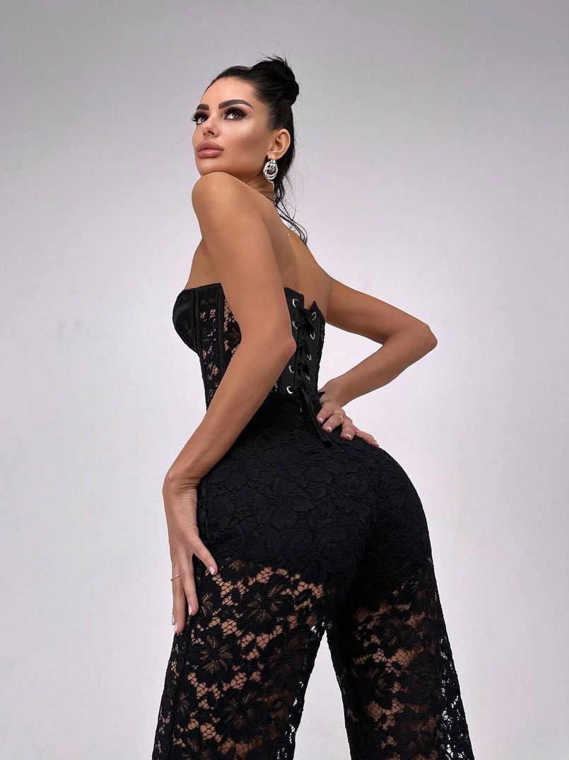 Комплект: мереживний корсет бюстьє + штани + піджак  | PUSHKA SHOP