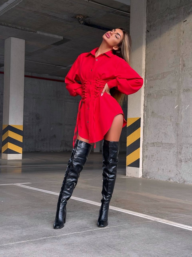 Сукня-сорочка зі шнурівкою | PUSHKA SHOP