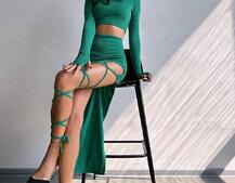 Комплект: топ + спідниця із зав‘язками на ніжку  | PUSHKA SHOP