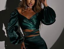 Атласний комплект, бахромою зі стразами  Ручна робота, прикраса пришита  | PUSHKA SHOP