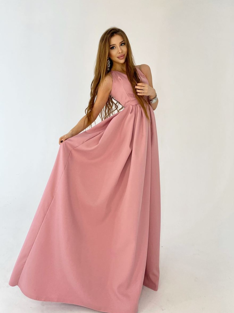 Платье макси с разрезом на юбке и запахом на груди   | PUSHKA SHOP