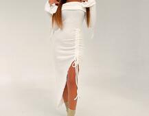 Трикотажна сукня міді з хомутом   | PUSHKA SHOP