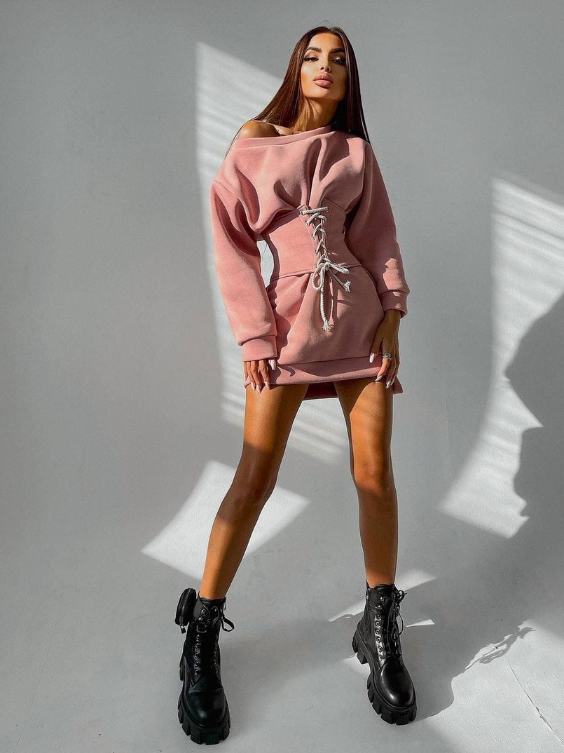 Худи на флисе + корсет на шнуровке  | PUSHKA SHOP