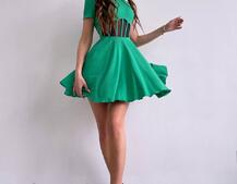 Сукня-міні  з елементами корсету  та спідницею солнцем | PUSHKA SHOP