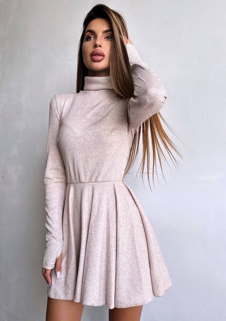 Трикотажна сукня міні із спідницею сонцем     | PUSHKA SHOP