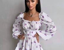 Сукня з квітковим принтом з воланами на ґудзиках  Сукня з квітковим принтом з воланами на ґудзиках  | PUSHKA SHOP