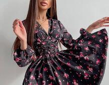 Приталенное платье с корсетной вставкой и  юбкой-солнцем   | PUSHKA SHOP