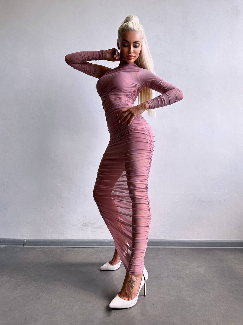 Сукня міді з драпіруванням   | PUSHKA SHOP