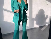 Костюм: піджак на підкладці, штани кльош+ жилет Костюм: піджак на підкладці, штани кльош+ жилет | PUSHKA SHOP