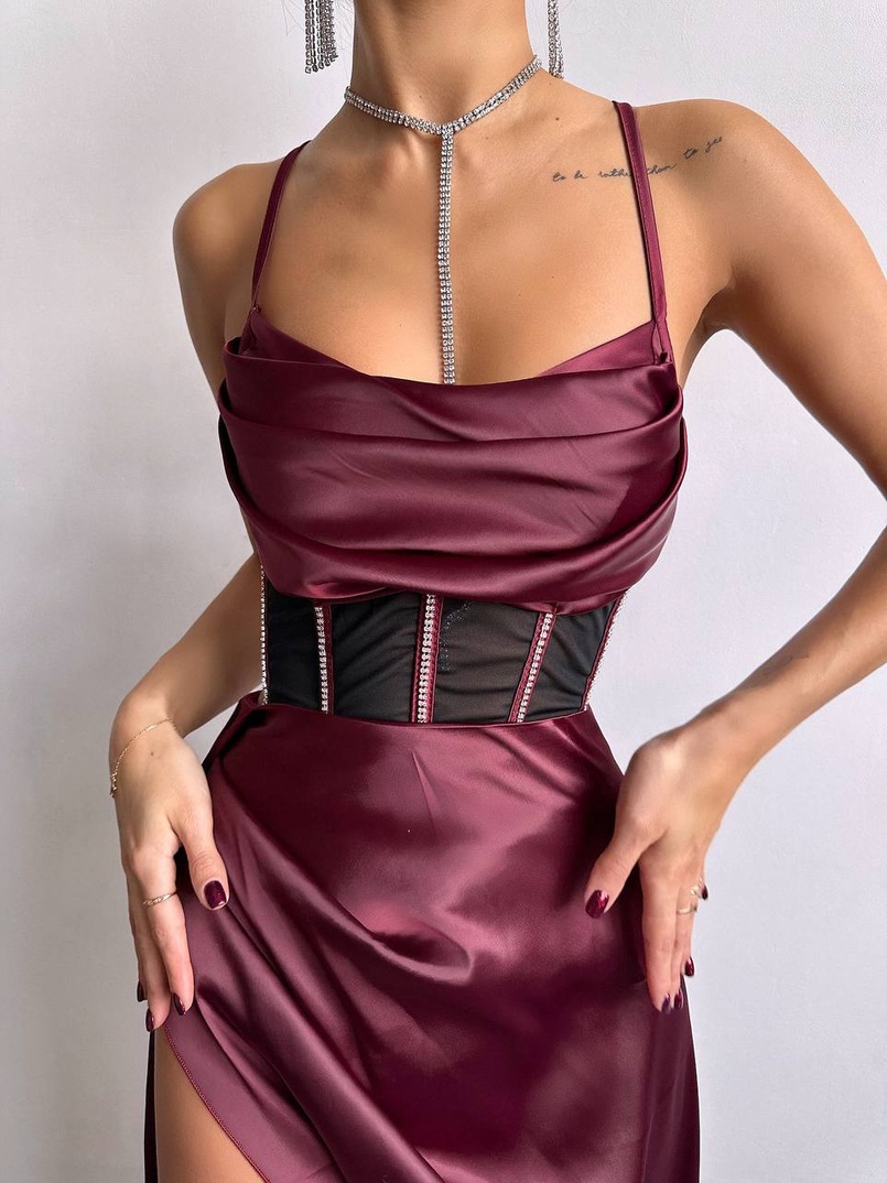 Комплект: корсет, декорований стразами + спідниця максі з драпіруванням  | PUSHKA SHOP