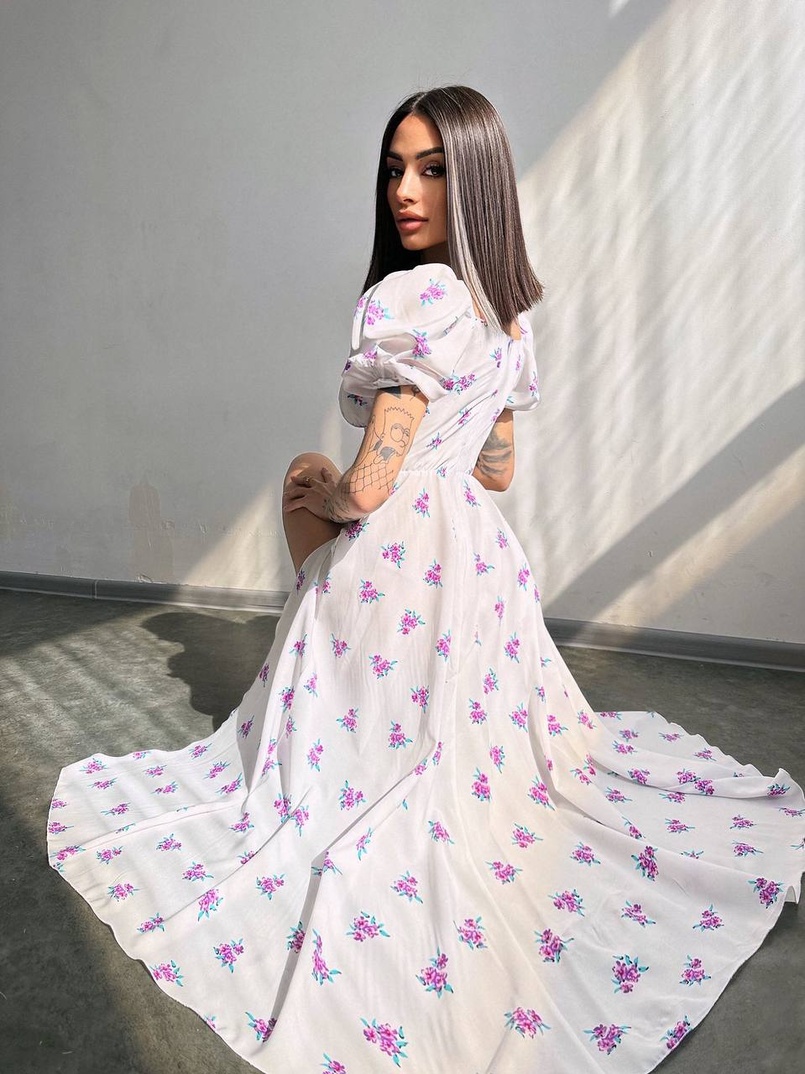 Сукня- міді  з квітковим принтом | PUSHKA SHOP