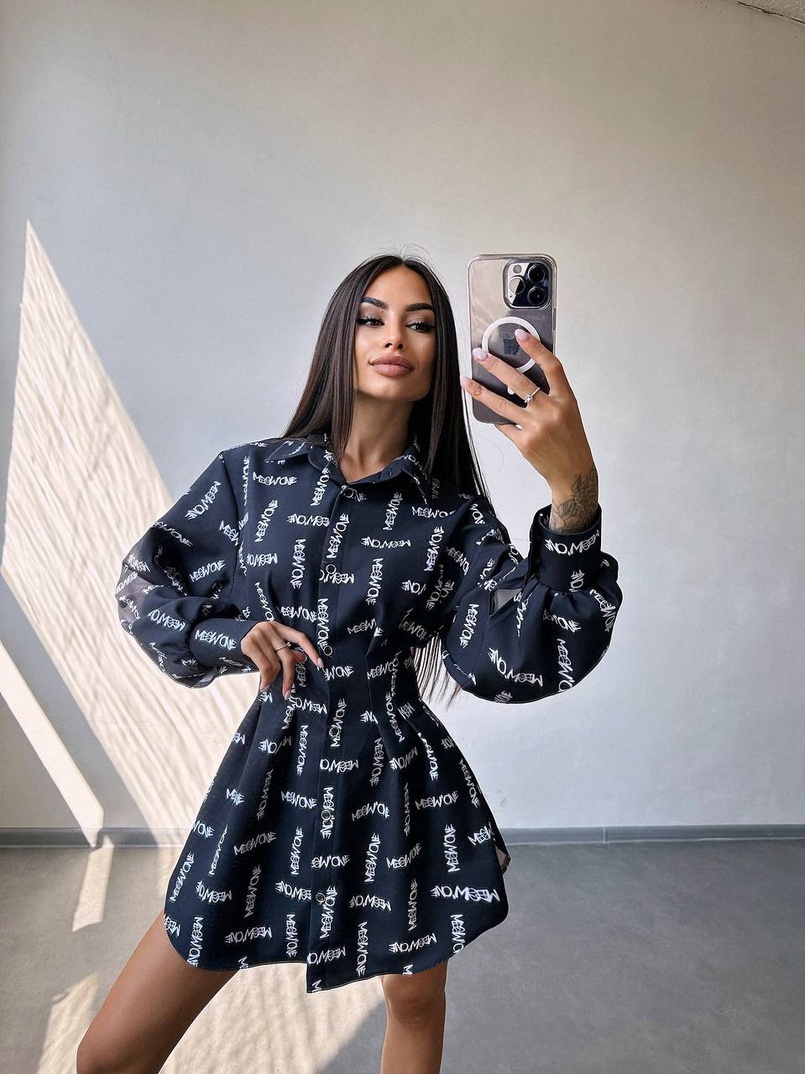 Приталена сорочка з принтом | PUSHKA SHOP