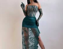 Мереживна сукня максі з рукавичками  | PUSHKA SHOP