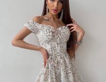 Платье мини с корсетной вставкой на талии с косточками  | PUSHKA SHOP