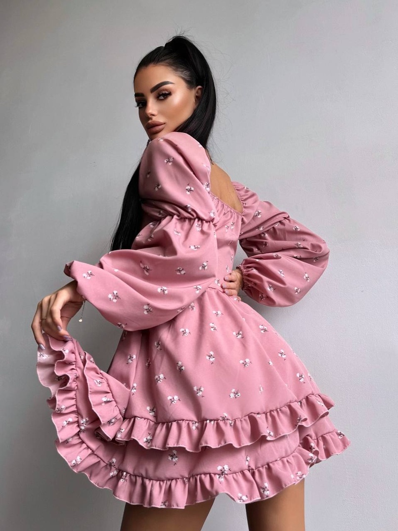 Сукня з квітковим принтом з воланами на ґудзиках  Сукня з квітковим принтом з воланами на ґудзиках  | PUSHKA SHOP