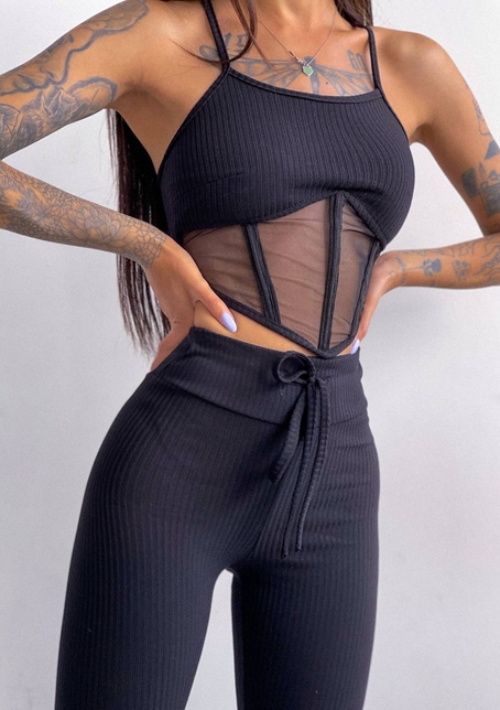 Трикотажный комплект: корсетный топ на косточках + леггинсы | PUSHKA SHOP