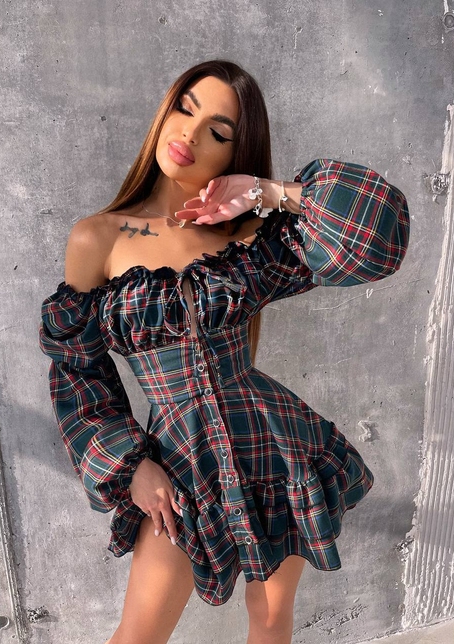 Сукня з об'ємними рукавами та пишною спідницею | PUSHKA SHOP