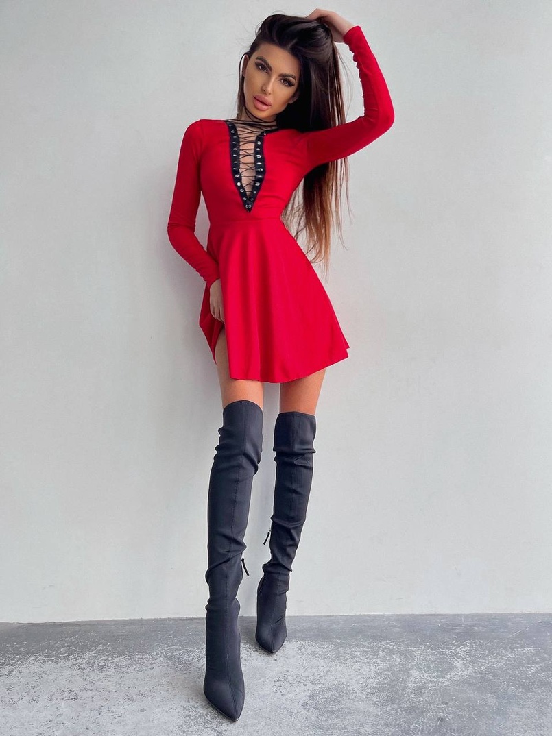 Сукня міні зі шнурівкою  | PUSHKA SHOP