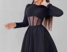 Приталенное платье с корсетной вставкой и пышной юбкой-солцем Приталенное платье с корсетной вставкой и пышной юбкой-солцем | PUSHKA SHOP