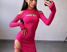 Трикотажна сукня з зав’язкою на ніжку Трикотажна сукня з зав’язкою на ніжку | PUSHKA SHOP