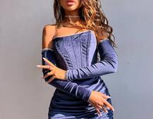 Оксамитова корсетна сукня міні, декорована стразами     Ручна робота  | PUSHKA SHOP