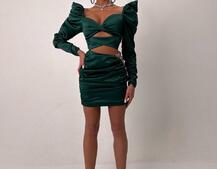 Сукня міні з драпіруванням, декорована стразами  | PUSHKA SHOP