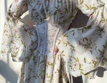 Сукня асиметричного крою з розкльошеними рукавами + корсет декорований стразами Ручна робота | PUSHKA SHOP