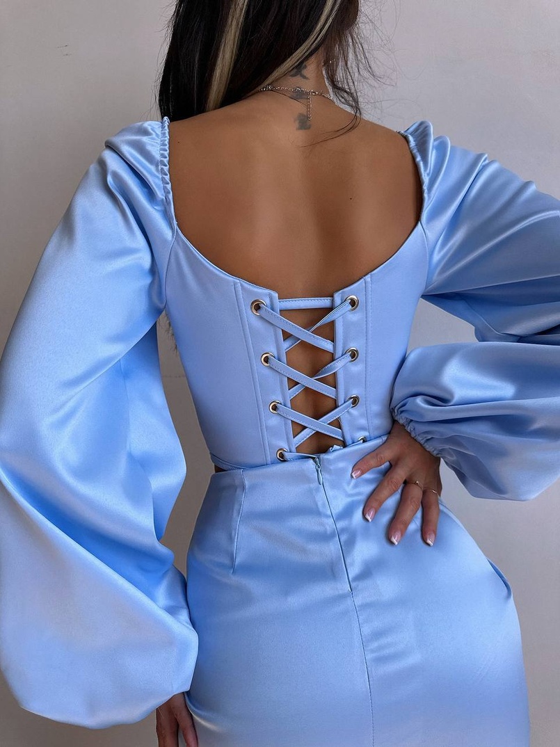 Атласний  комплект: корсет + спідниця з драпіруванням | PUSHKA SHOP