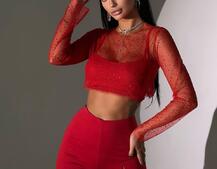 Комплект: топ + штани із сіткою зі стразами  | PUSHKA SHOP