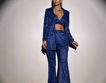 Костюм: піджак на підкладці, штани кльош+ топ з чашечками | PUSHKA SHOP