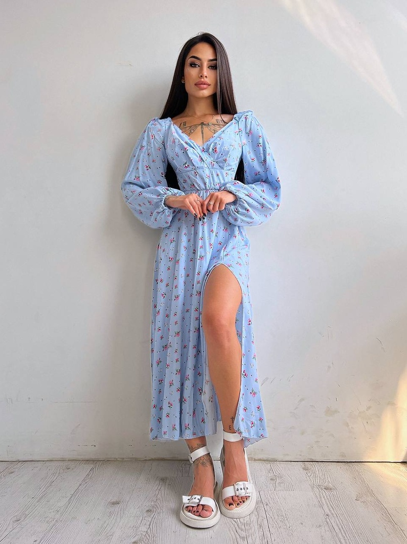 Квіткова сукня з розрізом на спідниці Квіткова сукня з розрізом на спідниці | PUSHKA SHOP