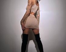 Комплект: топ + спідниця із сіткою зі стразами  | PUSHKA SHOP