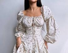 Сукня з квітковим принтом з воланами на ґудзиках  | PUSHKA SHOP