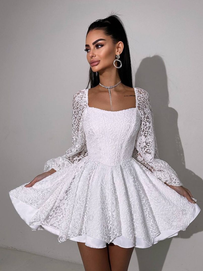 Мереживна сукня з корсетним верхом та пишною подвійною спідницею  | PUSHKA SHOP