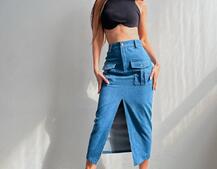 Комплект: джинсова спідниця  + топ з філіжанками  Комплект: джинсова спідниця  + топ з філіжанками  | PUSHKA SHOP