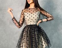 Платье мини в горох с пышной юбкой  Платье мини в горох с пышной юбкой  | PUSHKA SHOP