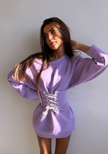 Тепле затишне худі over-size на флісі + корсет на шнурівці Можна носити з корсетом та без | PUSHKA SHOP