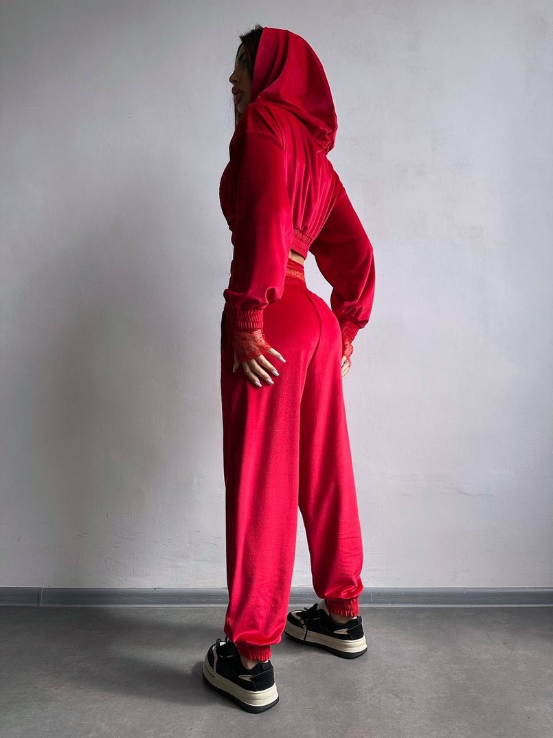 Велюровий комплект декорований стразами( бомбер+ рукавички+ штани + трусики) | PUSHKA SHOP