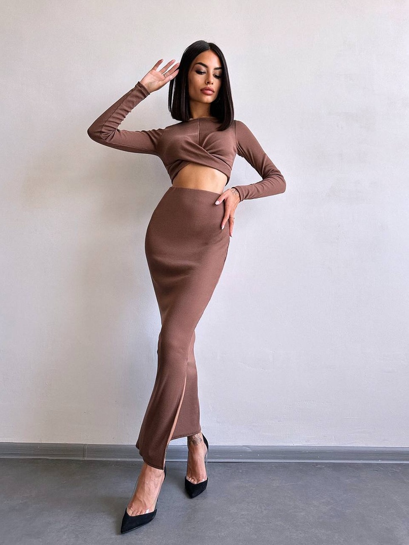 Комплект: топ + спідниця с розрізами  | PUSHKA SHOP