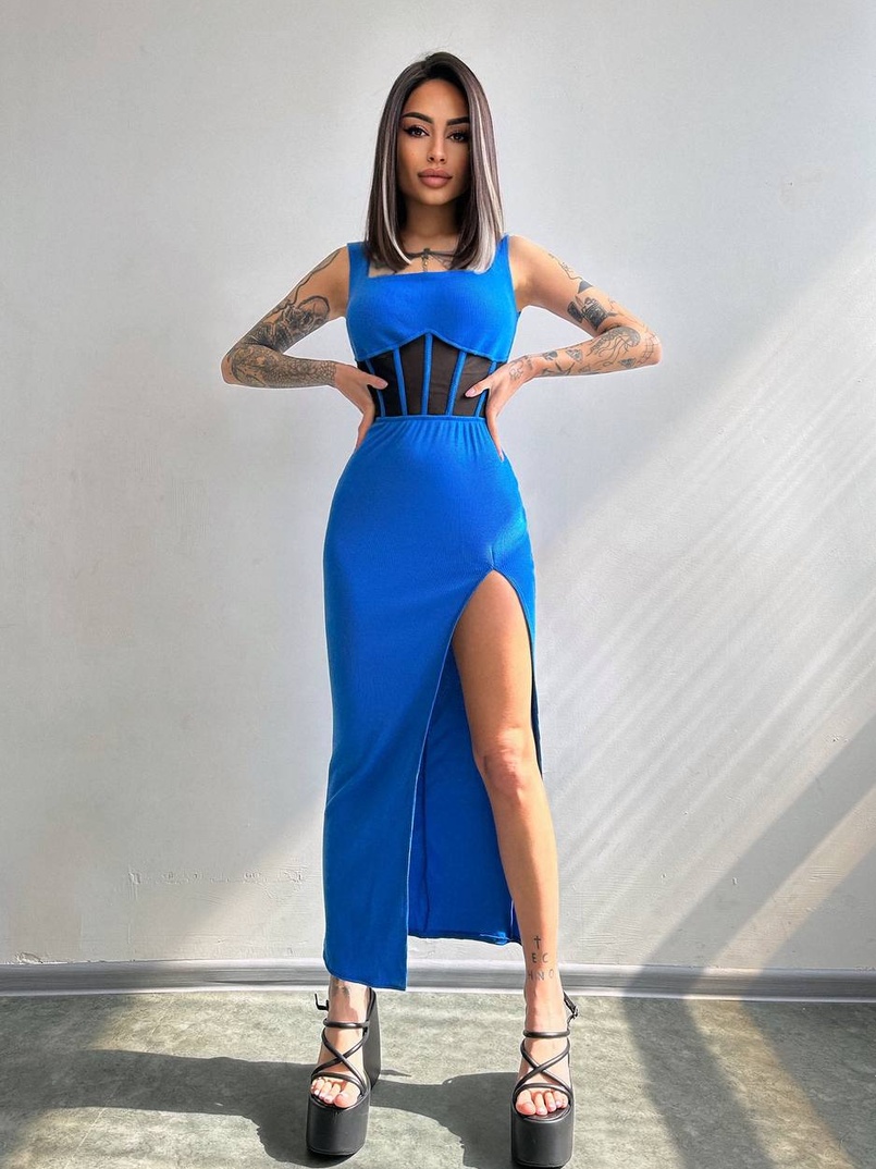 Сукня-міді  з елементами корсету   | PUSHKA SHOP