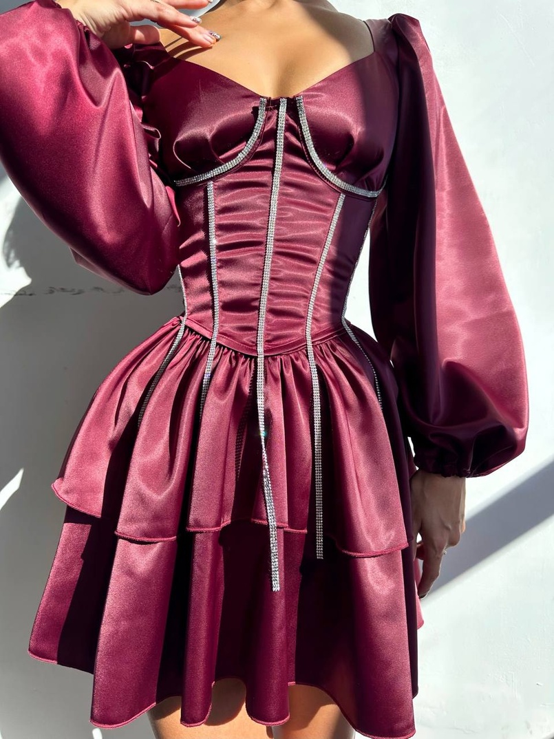 Сукня з корсетом, декорованим стразами  Ручна робота  | PUSHKA SHOP