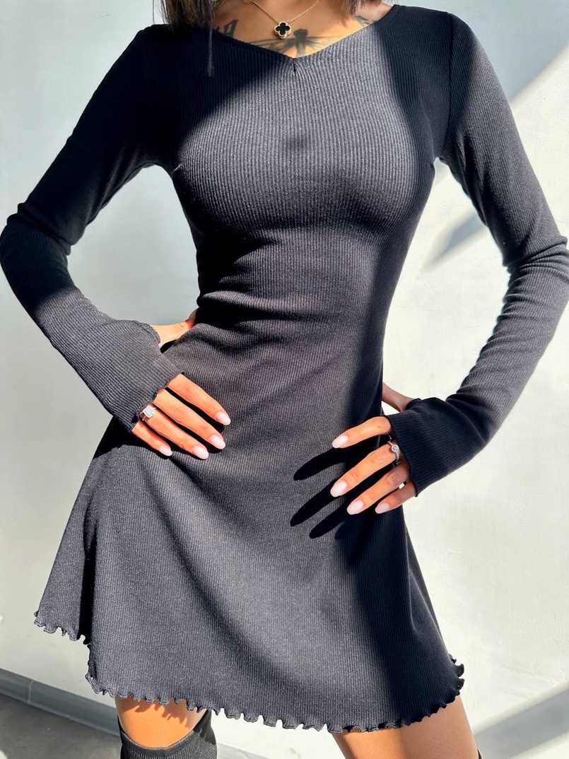 Трикотажна сукня міні  зі шнурівкою на спинці    | PUSHKA SHOP