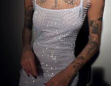 Сукня із сітки зі стразами на трикотажній підкладці  | PUSHKA SHOP