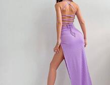 Трикотажное платье со шнуровкой на спинке и вырезом на ножке  Трикотажное платье со шнуровкой на спинке и вырезом на ножке  | PUSHKA SHOP