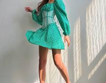 Сукня міні в квітковий принт + прозорий корсет  | PUSHKA SHOP