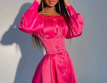 Платье-рубашка в комплекте с корсетом, декорированным стразами  Платье-рубашка в комплекте с корсетом, декорированным стразами  | PUSHKA SHOP