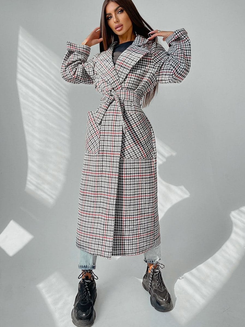 Кашемировое пальто в клетку на подкладке Кашемировое пальто в клетку на подкладке | PUSHKA SHOP